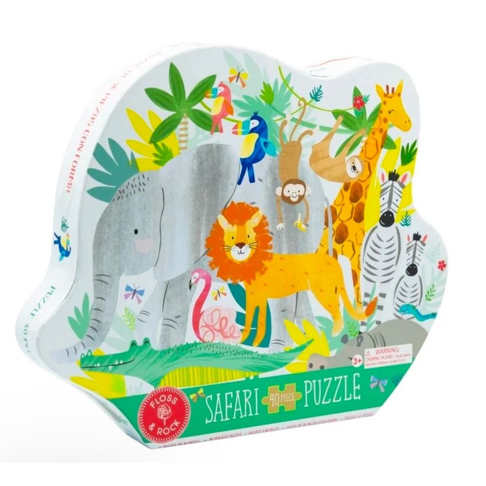 Floss & Rock Safari 40 Piece Kids Shaped Puzzle Jungle Animals NEW